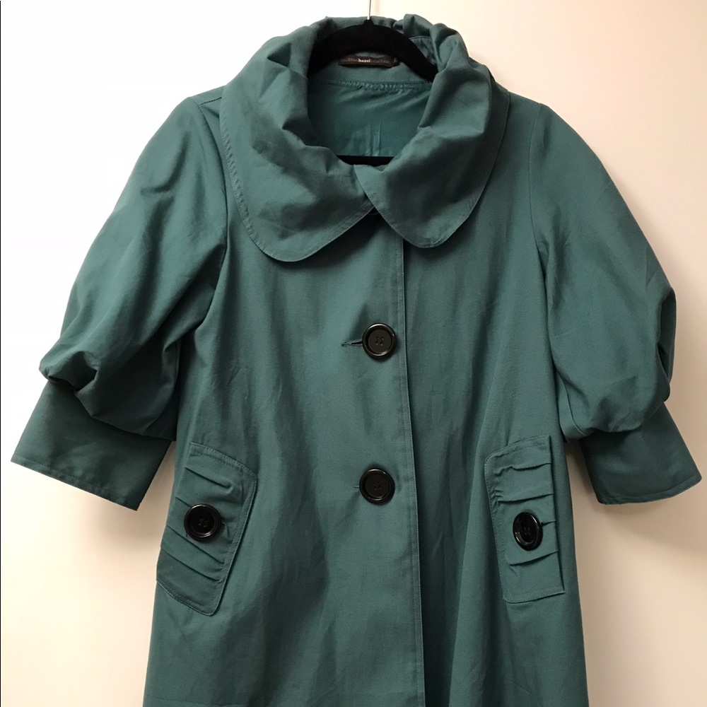 S size Anthropologie Swing coat in teal green